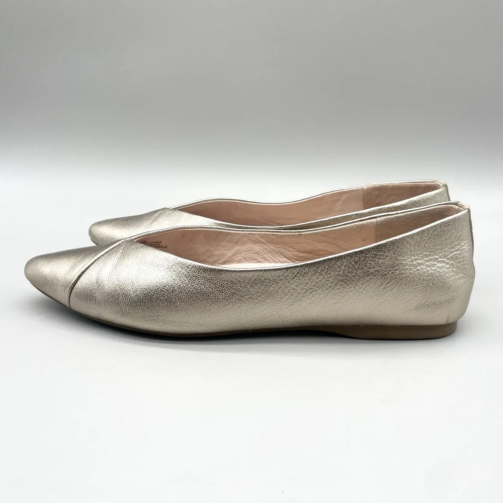 Birdies Womens 9 Goldfinch Ballet Flats Shoe Champagne Metallic Leather Cocktail